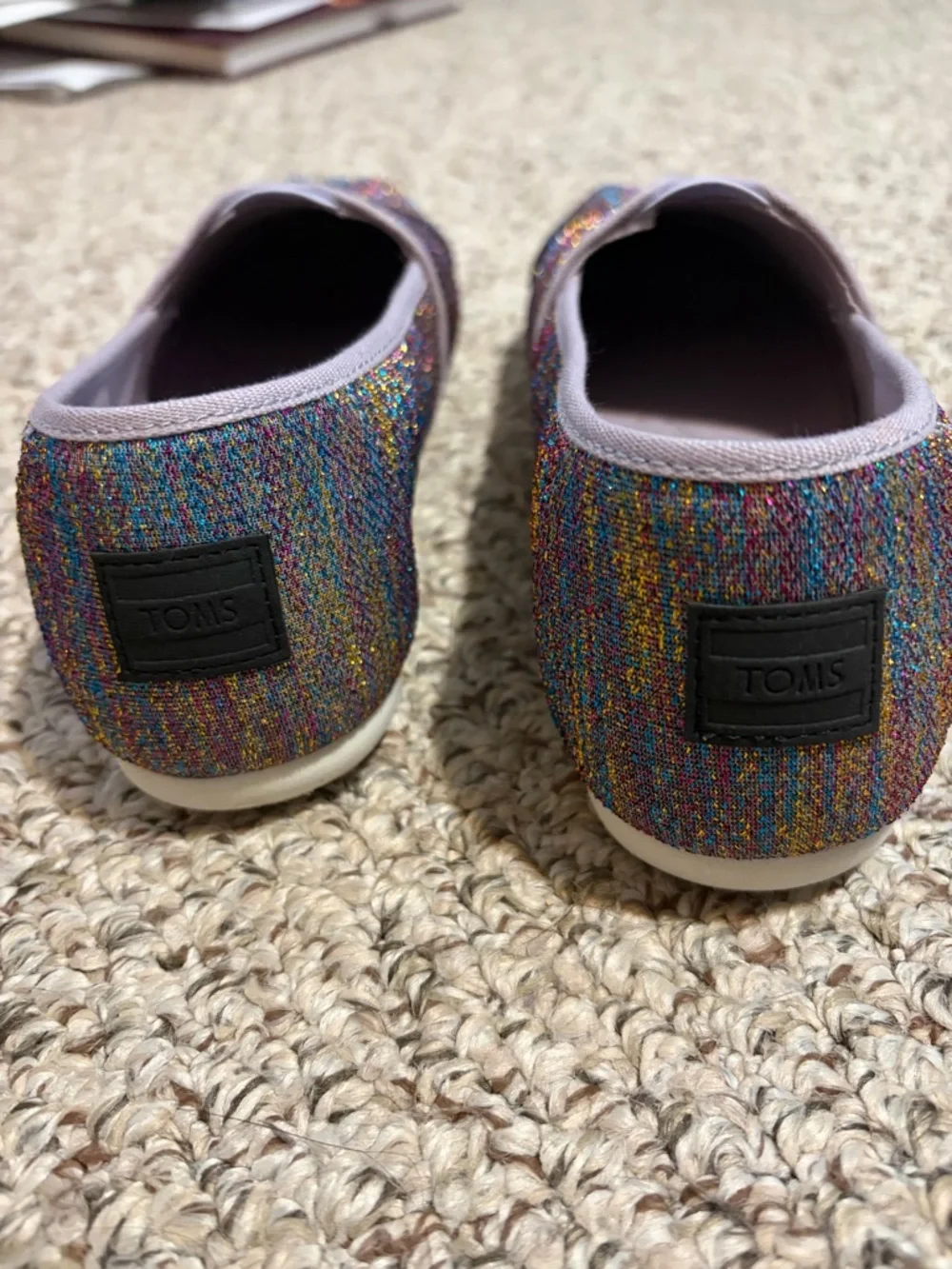 TOMS Glittery Multi-Color Slip-On Classics Size Youth 5, Ladies 7 Equiv